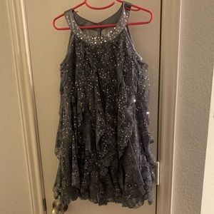 Silver & Grey ruffle sequined Christmas dress